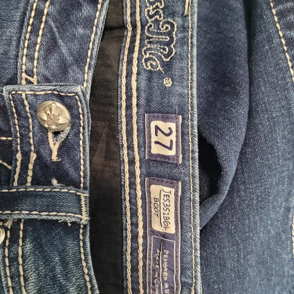 Miss Me Dark Blue Women's Bootcut Jeans Size 27 Bling Zebra Print - Picture 11 of 15